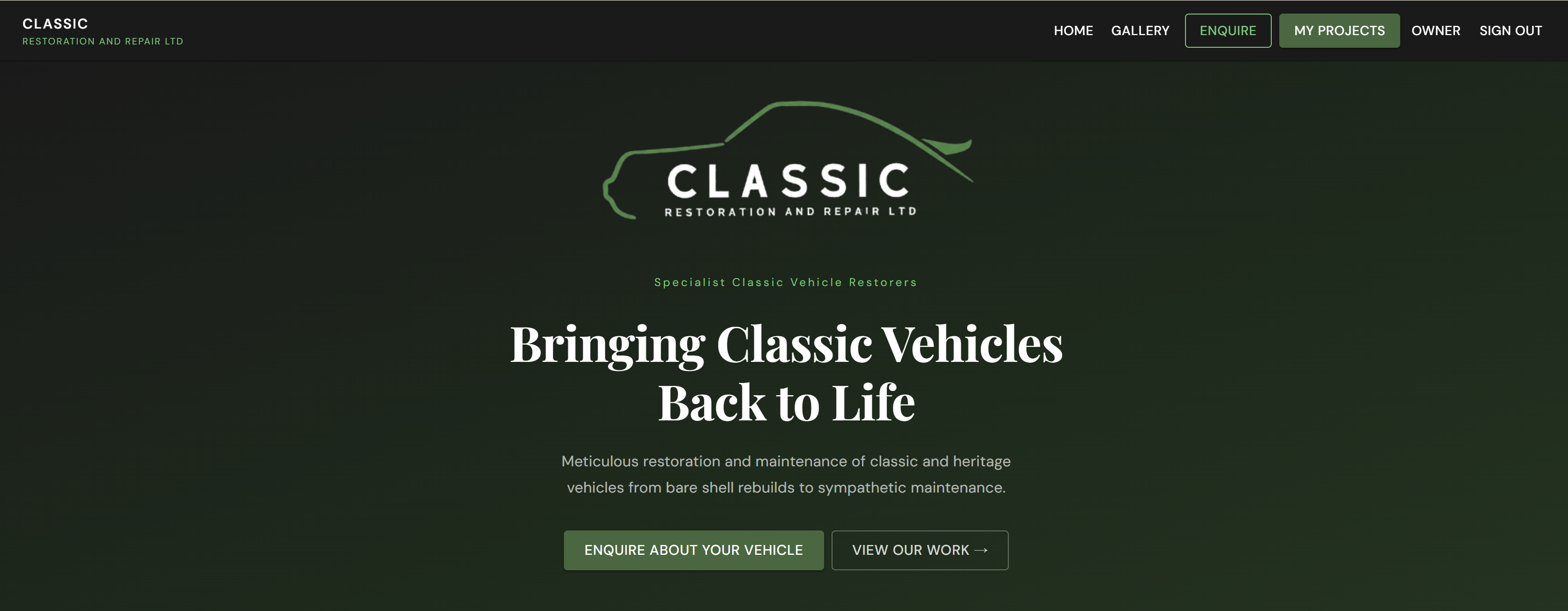 The public facing website has a secure area for customers with a logi